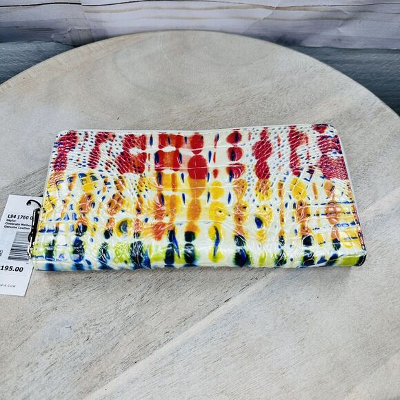 Brahmin Melbourne SKYLER Lg Wristlet Travel Wallet CELEBRATE Rainbow Tie-Dye NWT - Picture 1 of 15